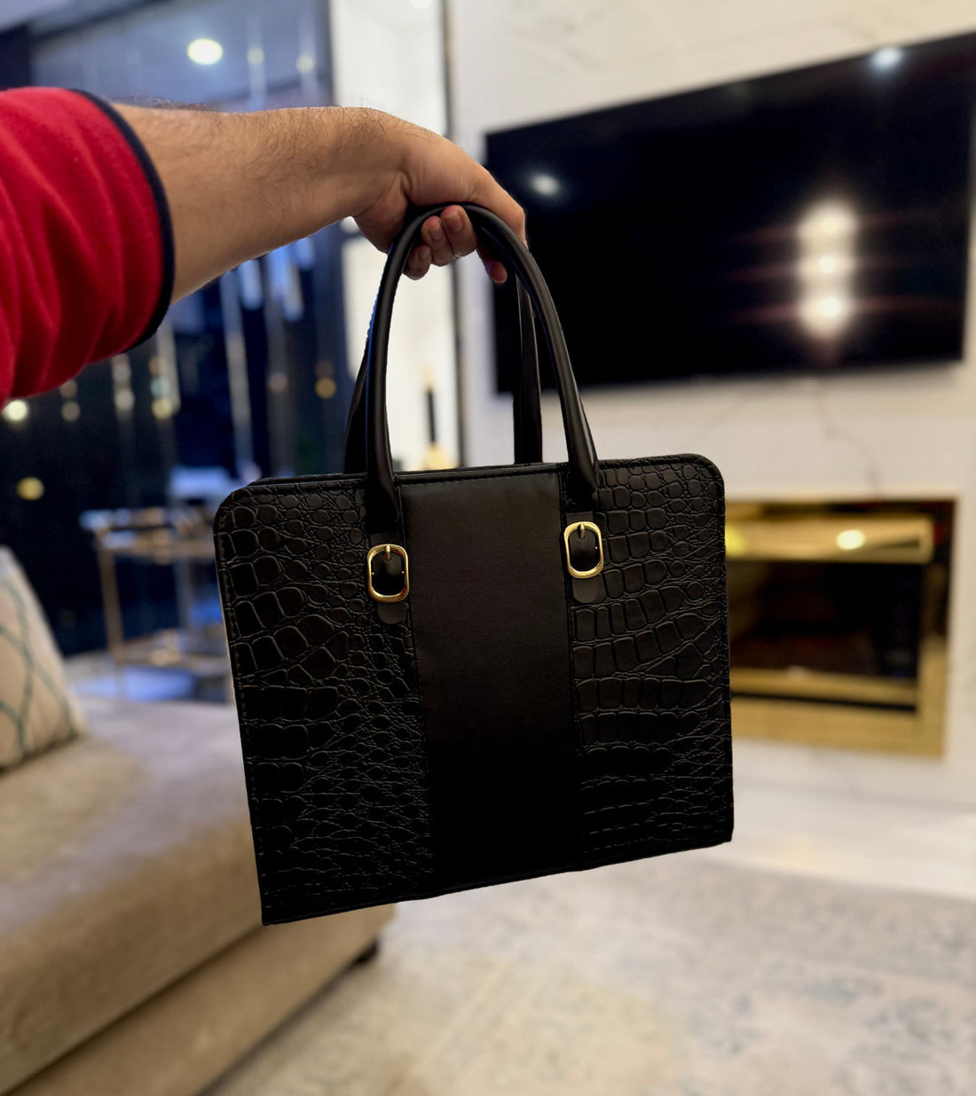 Luxury Crocodile Texture Handbag & Wallet Set