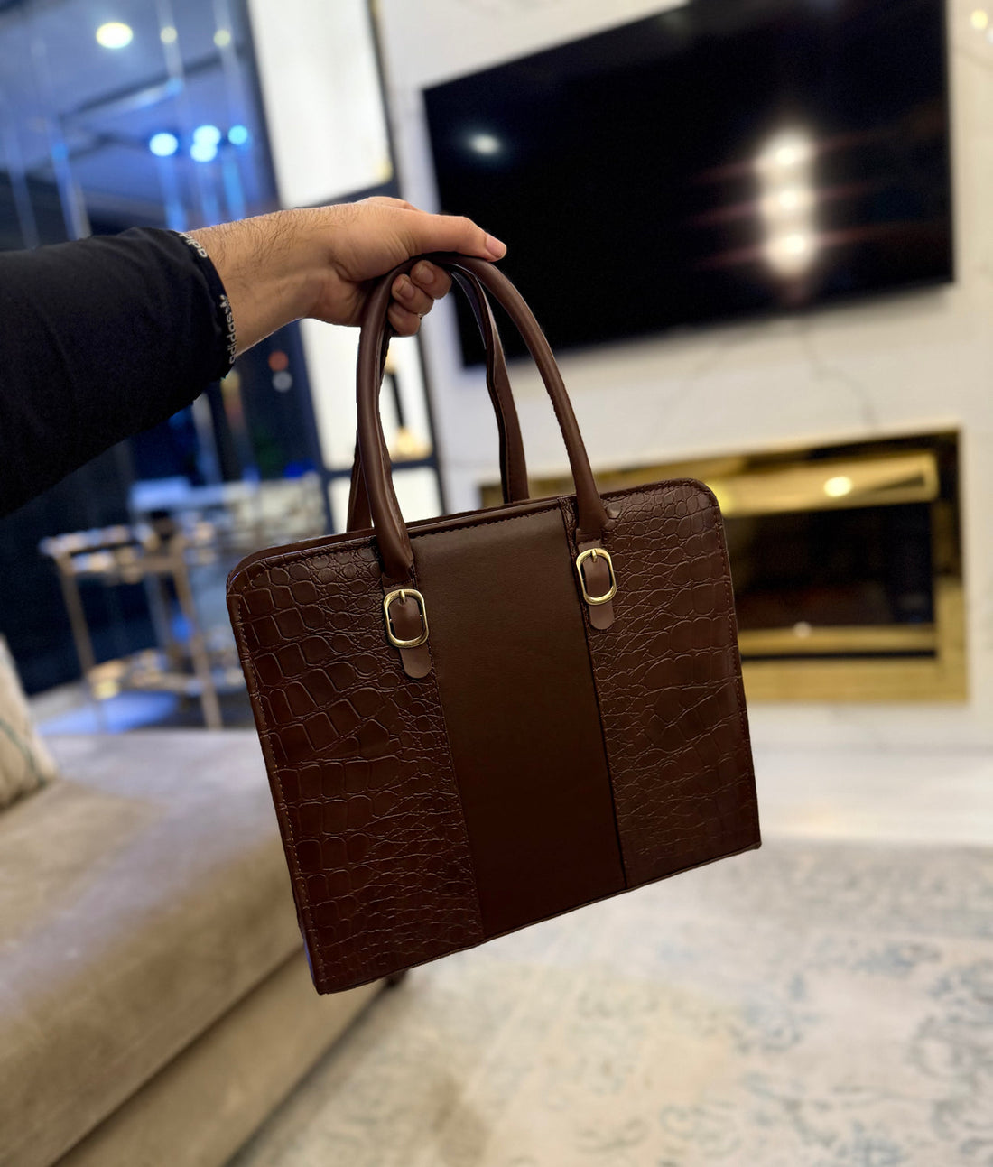 Luxury Crocodile Texture Handbag & Wallet Set