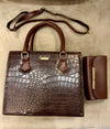 Luxury Crocodile Texture Handbag & Wallet Set