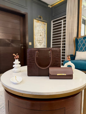 Luxury Crocodile Texture Handbag & Wallet Set