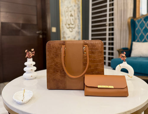 Luxury Crocodile Texture Handbag & Wallet Set