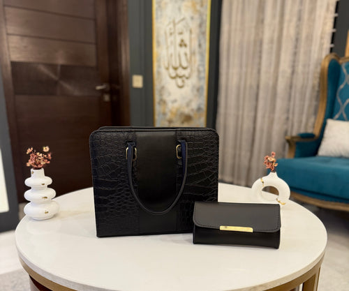 Luxury Crocodile Texture Handbag & Wallet Set